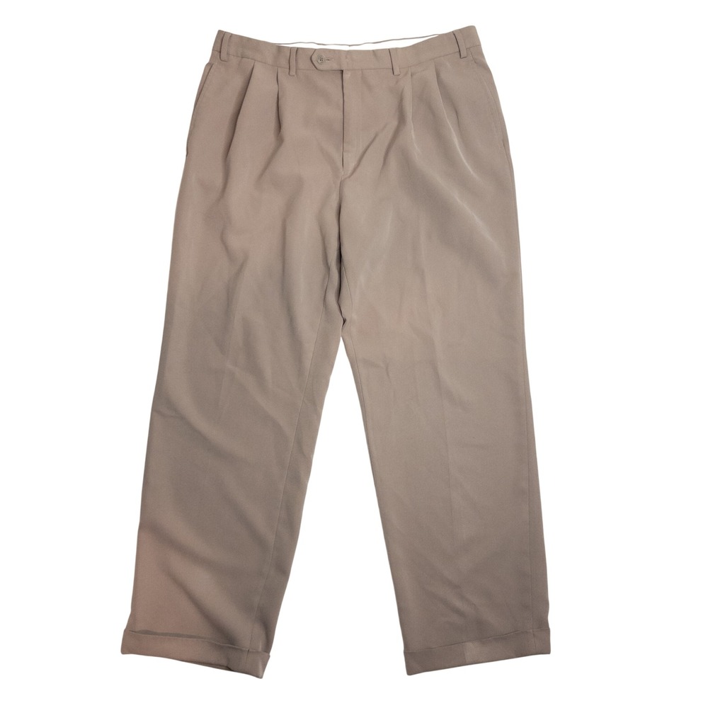 Lauren Ralph Lauren Dress Pants Mens 32x27 Taupe Pleated Cuffed Trousers